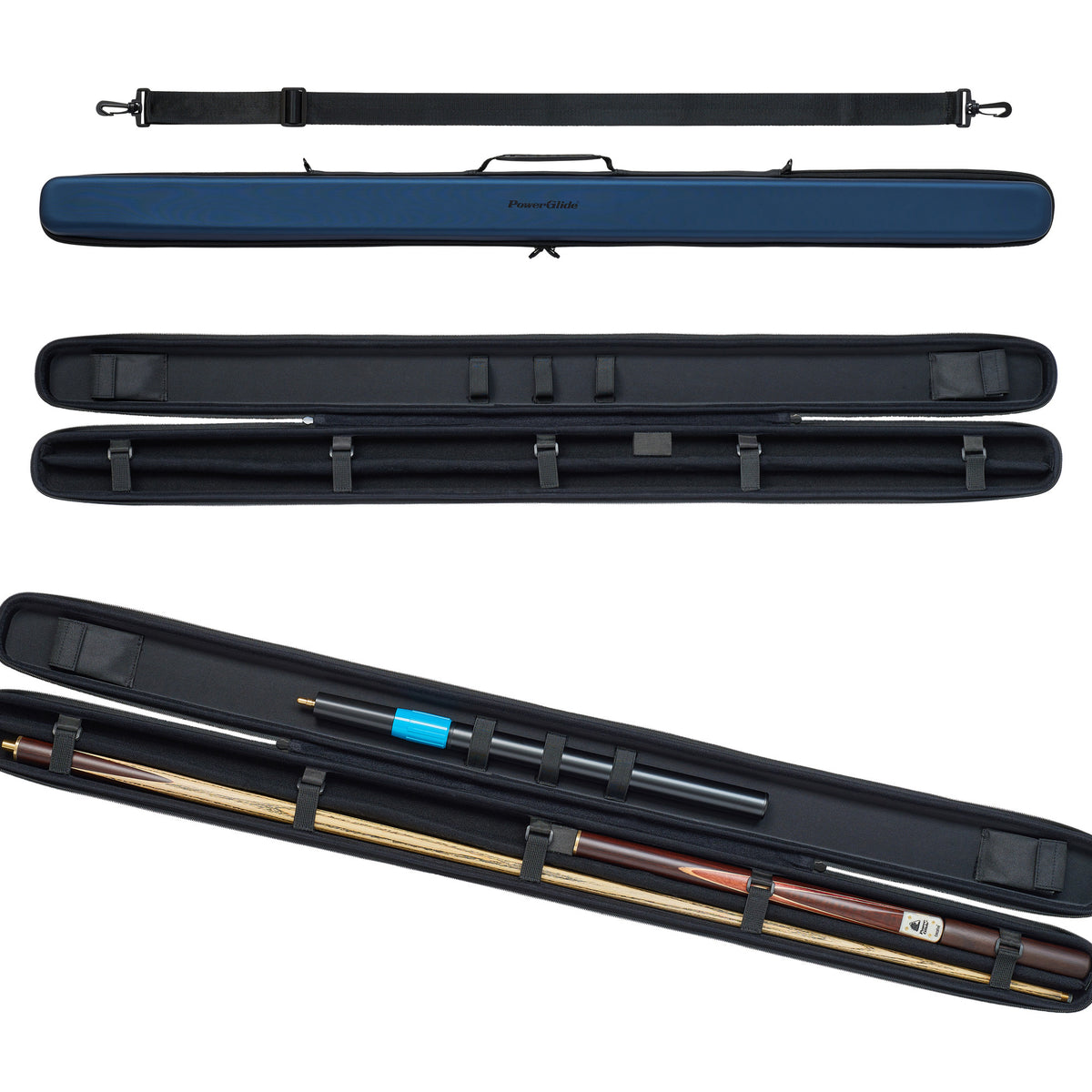 PowerGlide Cue Case Metallic Blue 3/4