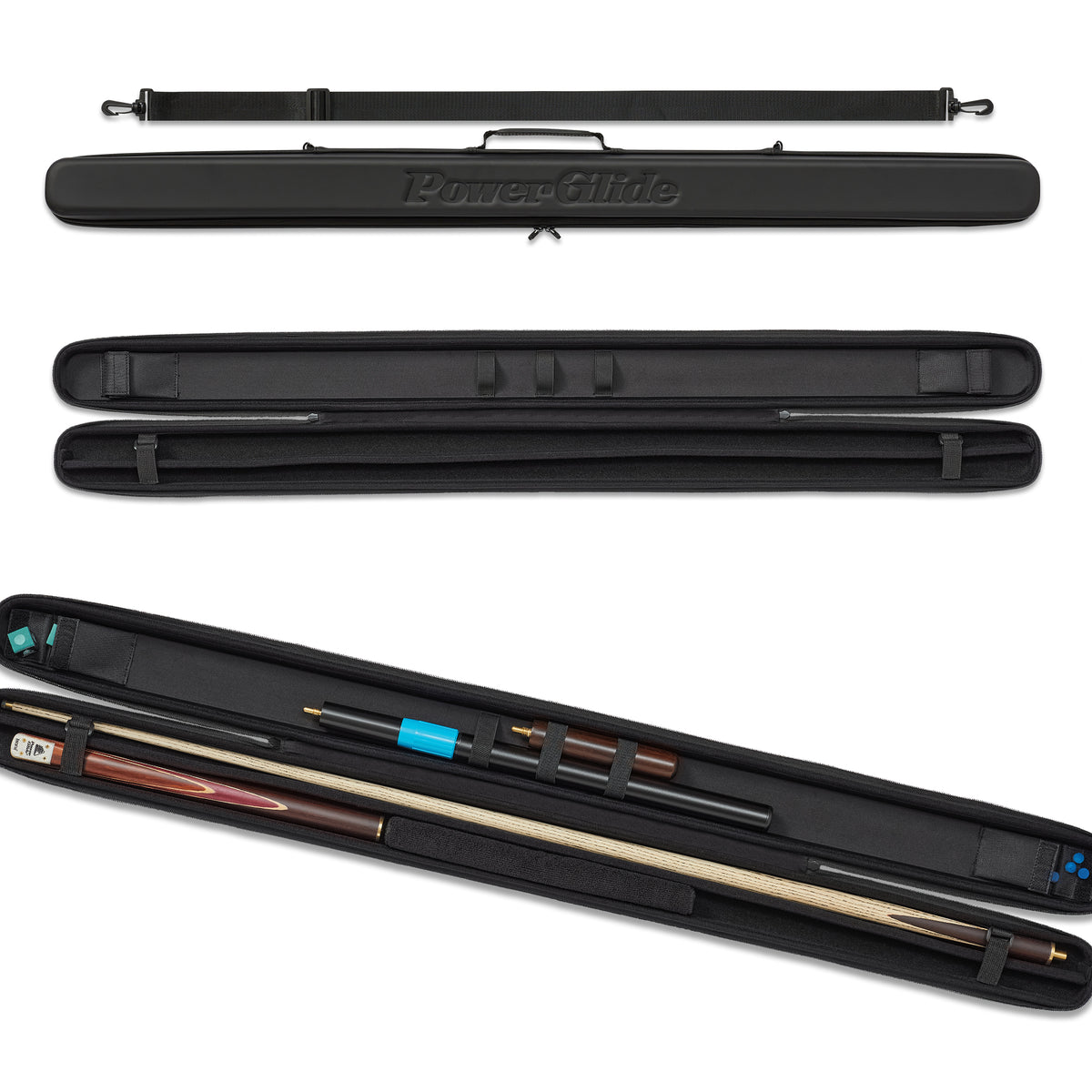 PowerGlide Cue Case Metallic Black 3/4