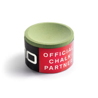 TAOM V10 green cue chalk showing Official Chalk Partner label